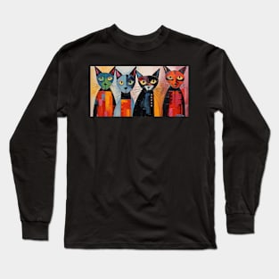 Four Cats on Guard Long Sleeve T-Shirt